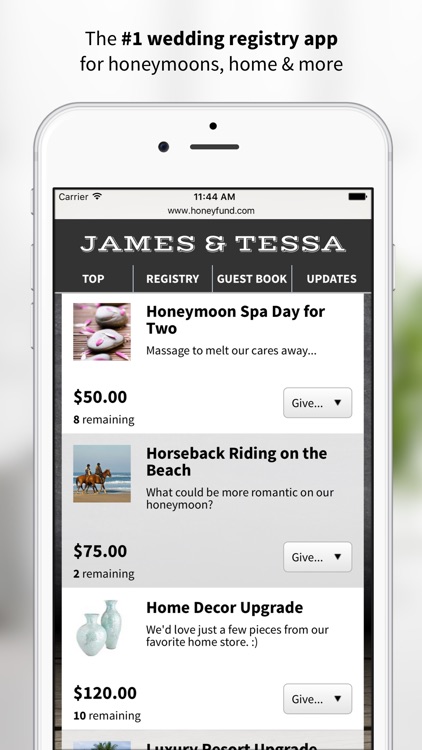 Honeyfund Wedding Registry - #1 Honeymoon Registry