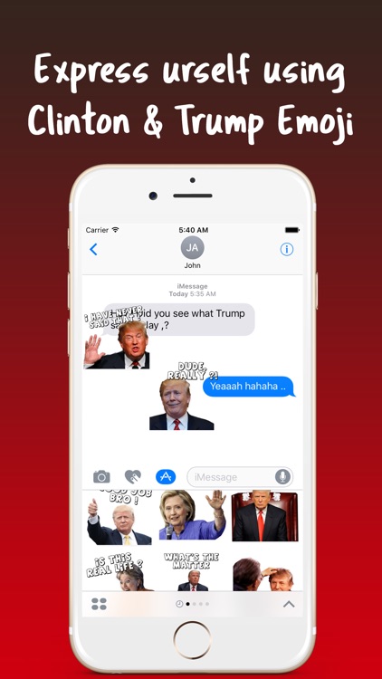 Trump vs. Clinton Moji Stickers for iMessage