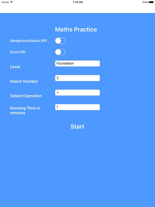 Maths Practice Game