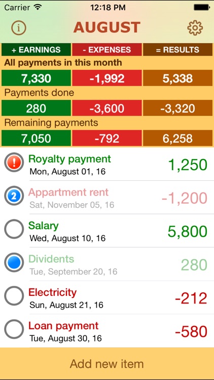 Payments – scheduled earnings and expenses reminder screenshot-0