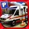 Start now to learn how to drive an ambulance truck and park it in front of a large urban hospital parking 3D