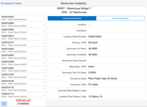 Warehouse Availability Tablet for JDE E1 screenshot 3