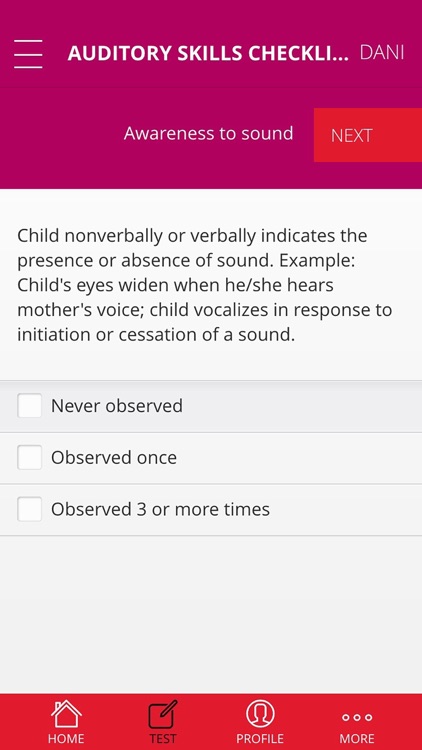 Auditory Skills Checklist