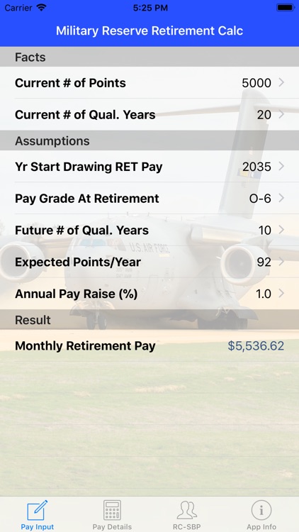 Mil Reserve Retirement Calc