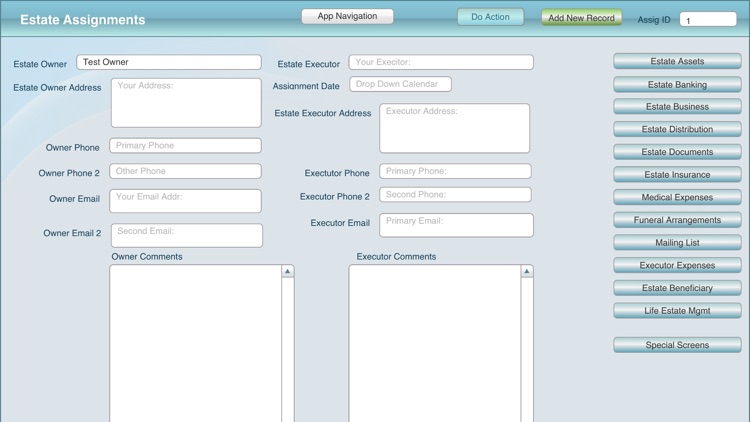 Estate Executor Mgmt DB