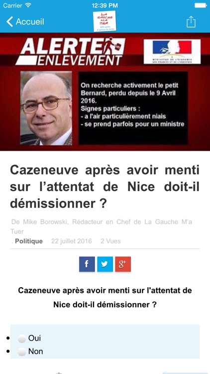 LA GAUCHE M'A TUER