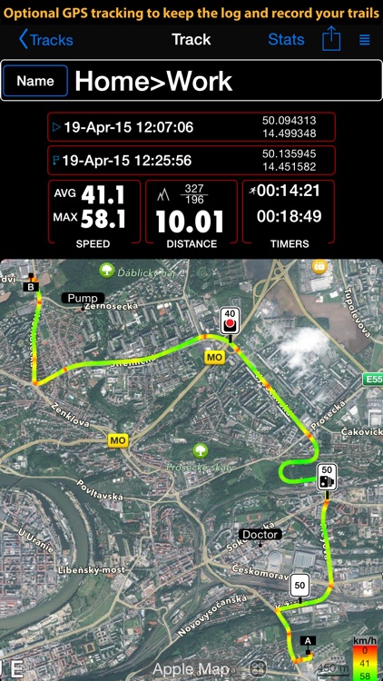 Speedometer. Trip Cost, Mileage and GPS Tracker