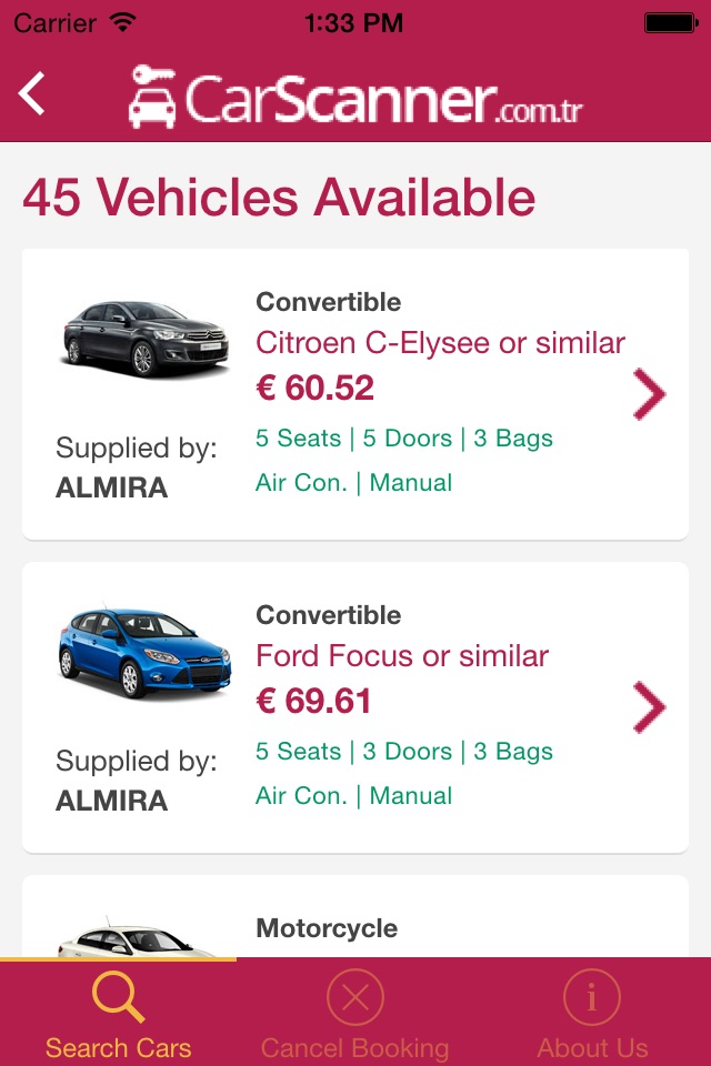 Rent a car - Carscanner.com.tr screenshot 2