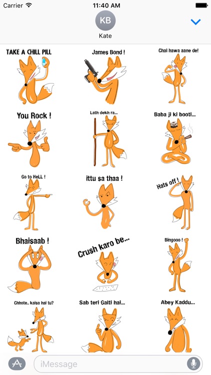 Fox Expressions friendship Indian desi stickers