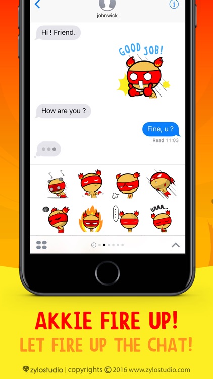 Akkie Fire Up! Sticker Emoji Keyboard By ChatStick