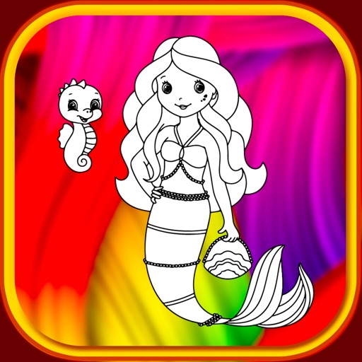 coloring book mermaid princess show for kid iOS App