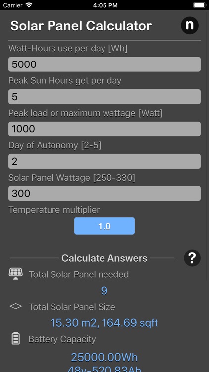Solar Panel Calculator Plus
