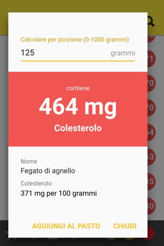 Cholesterol Table: diet aid screenshot 3