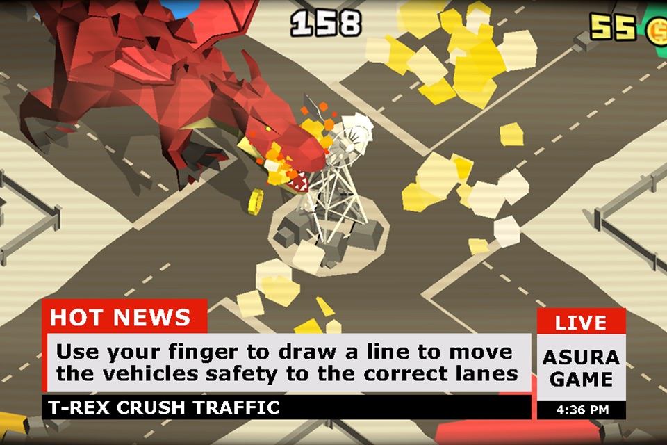 T-Rex crush traffic: Survival screenshot 3