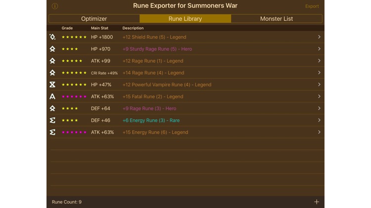 Rune Exporter for Summoners War