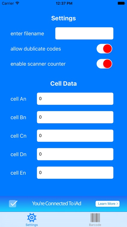 XLScanner - Barcode to xls via email