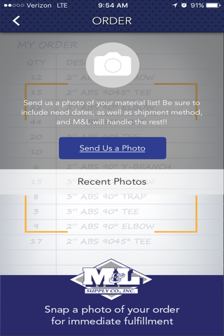 M&L Supply Snap & Send Ordering screenshot 2