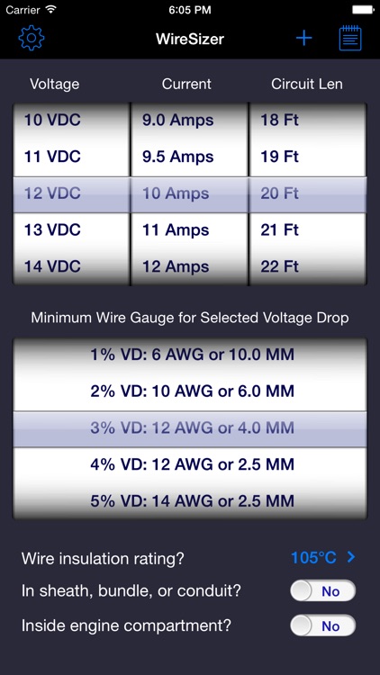 WireSizer - DC Voltage Drop Calculator
