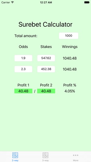 Surebet Calculator