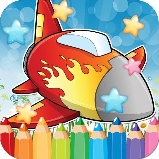 Plane Drawing Coloring Book - Cute Caricature Art Ideas pages for kids iOS App