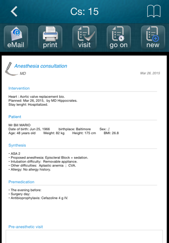 Anesthesia consultation screenshot 3