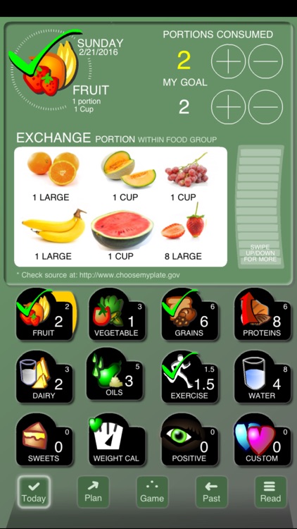 Checkoff Portions Diet Tracker - Visual Group Exchanges