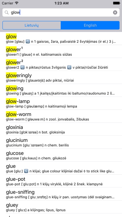 Anglonas - the English-Lithuanian dictionary