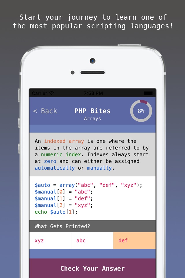 PHP Bites - Learn How to Code in PHP with Interactive Mini Lessons screenshot 2