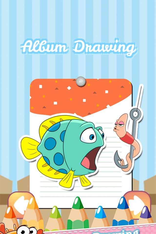 Ocean Drawing Coloring Book - Cute Caricature Art Ideas pages for kids screenshot 2