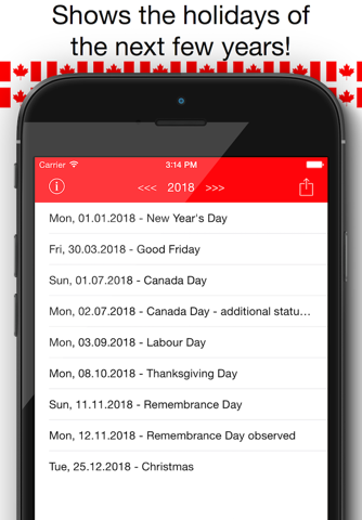 Holiday Calendar Canada 2016 - Public Statutory Canadian Holidays for Vacation and free time Planning screenshot 3