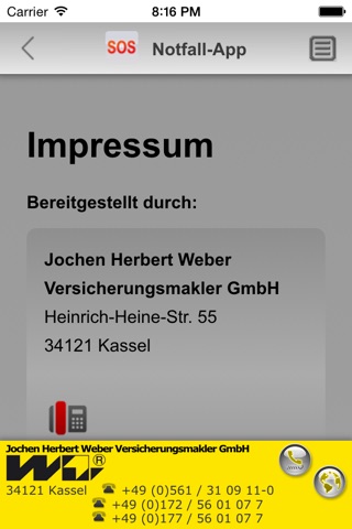 Notfall-App - Jochen Herbert Weber screenshot 2