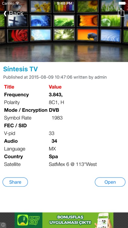 Mexico TV Channels Sat Info