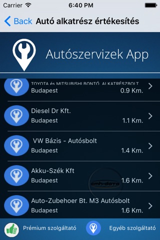 Autószervizek App screenshot 2