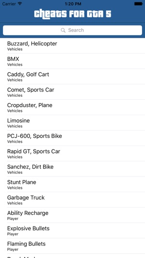 Search Cheats For GTA 5