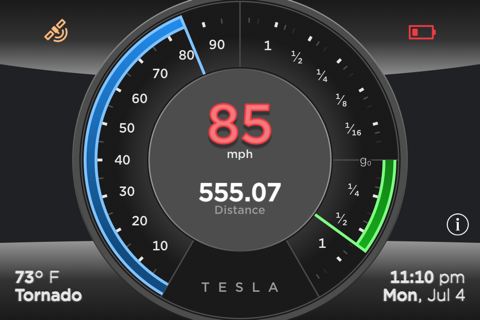 Скриншот из Tesla Dashboard - Speedometer, Acceleration & Brake, Odometer, Weather & Clock