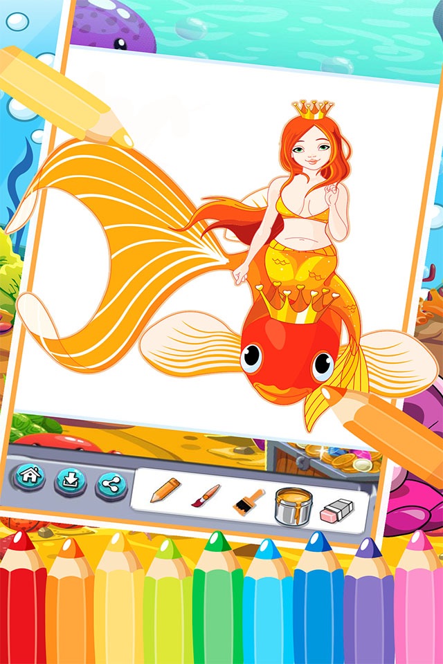 princess mermaid coloring pages free for girl kids screenshot 2