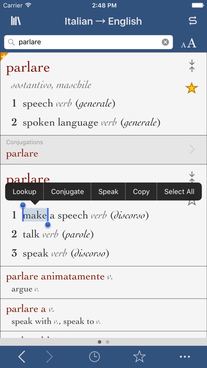Italian-English Translation Dictionary and Verbs