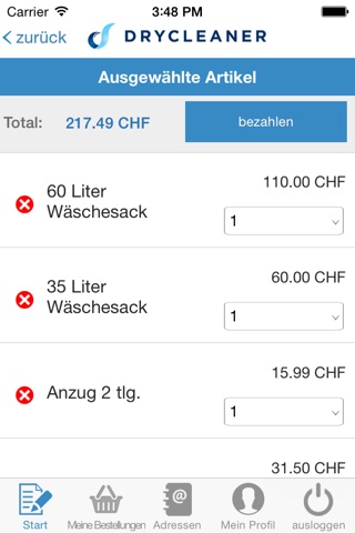 drycleaner.ch screenshot 2