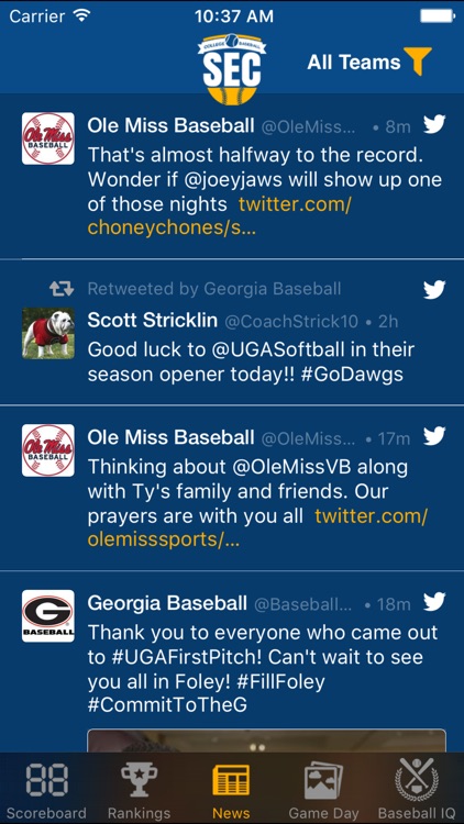 SEC Baseball Schedules, Scores, & Radio
