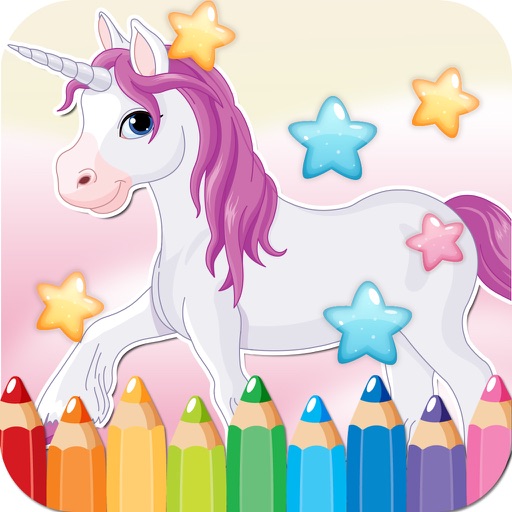 Little Unicorn Drawing Coloring Book - Cute Caricature Art Ideas pages for kids Icon