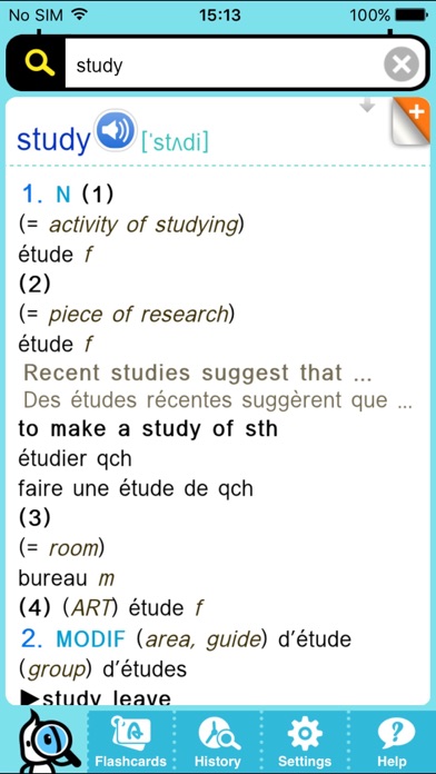 Collins Deluxe French-English Translator Dictionary - DioDict Screenshot 3