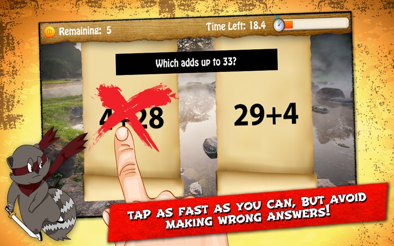 Raccoon Ninja: Basic Addition and Subtraction Games for Kids thumbnail 4