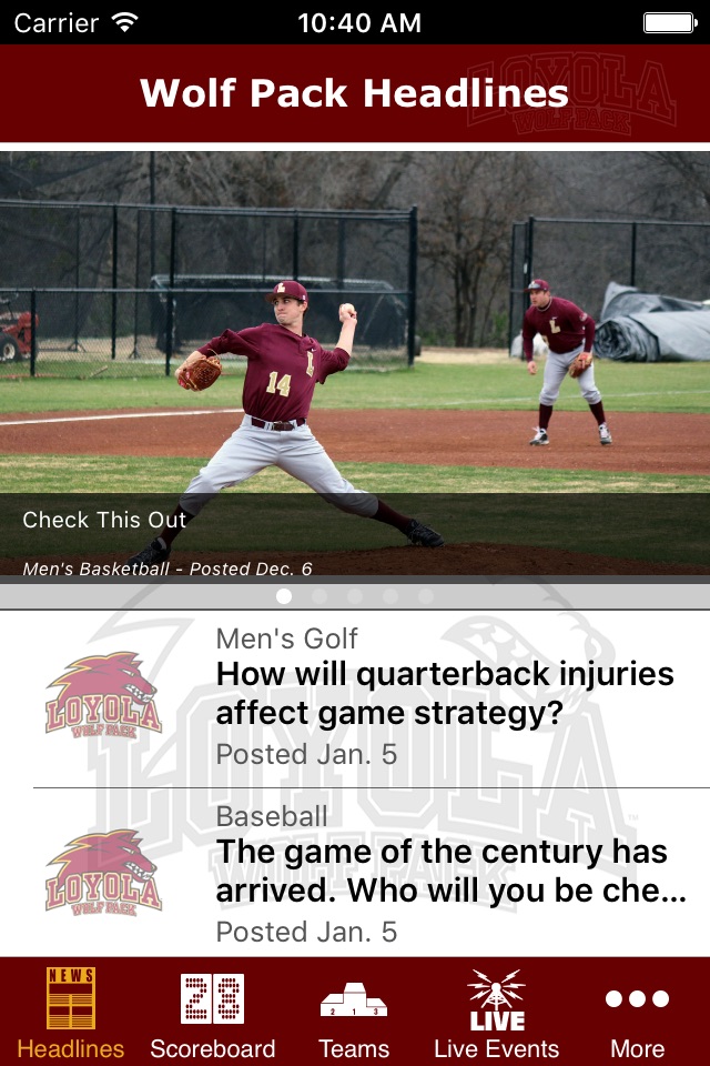 Loyola University Wolf Pack Athletics screenshot 4