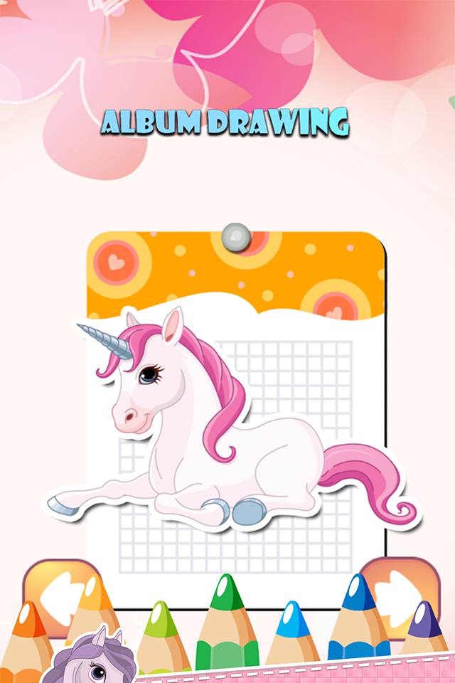 Little Unicorn Drawing Coloring Book - Cute Caricature Art Ideas pages for kids screenshot 2