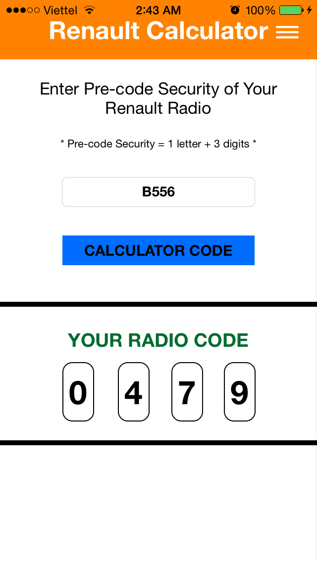 Renault Radio Code Free Download App for iPhone 