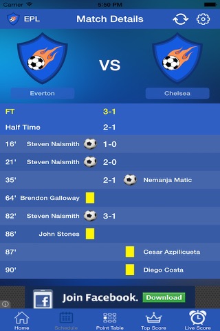 Great Live Score App - "Premier League 2015-16 version" screenshot 3