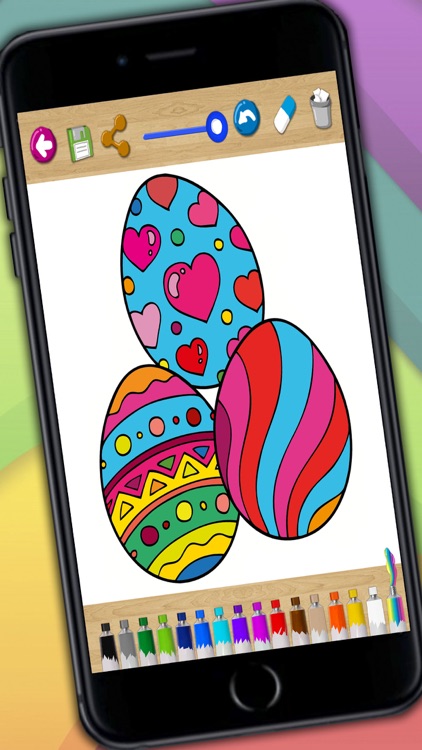 Painting Easter - coloring book eggs and rabbits