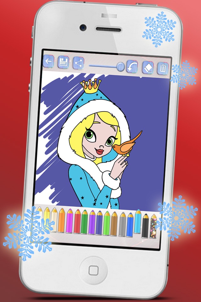 Drawings to paint princesses at Christmas seasons. Princesses coloring book screenshot 4