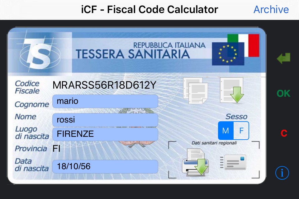 iCF - Codice Fiscale screenshot 2