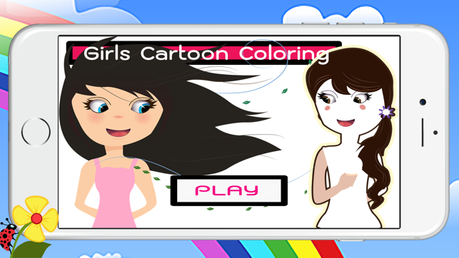 Cute Girls Cartoon Coloring Book(圖1)-速報App